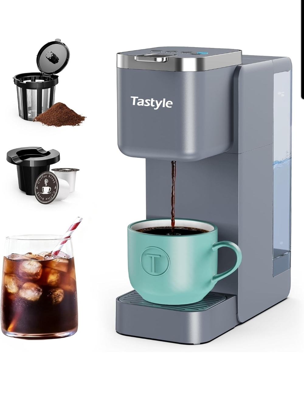 Tastyle Single-Serve Coffee Maker in Slate Gray